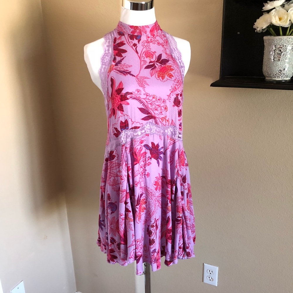 *Free People* Purple Lace Floral Tunic/Dress